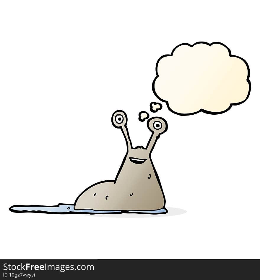 cartoon slug with thought bubble