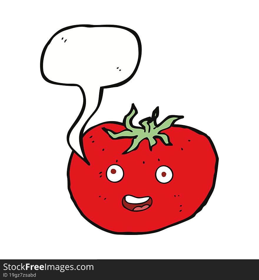 Cartoon Tomato With Speech Bubble