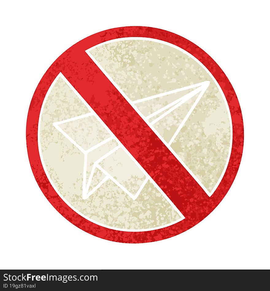 retro illustration style cartoon no paper aeroplanes allowed