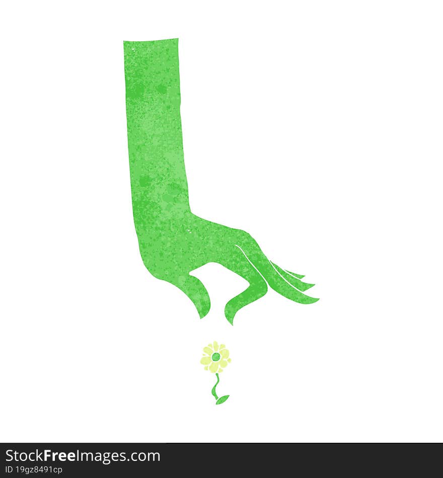 Cartoon Hand Picking Flower