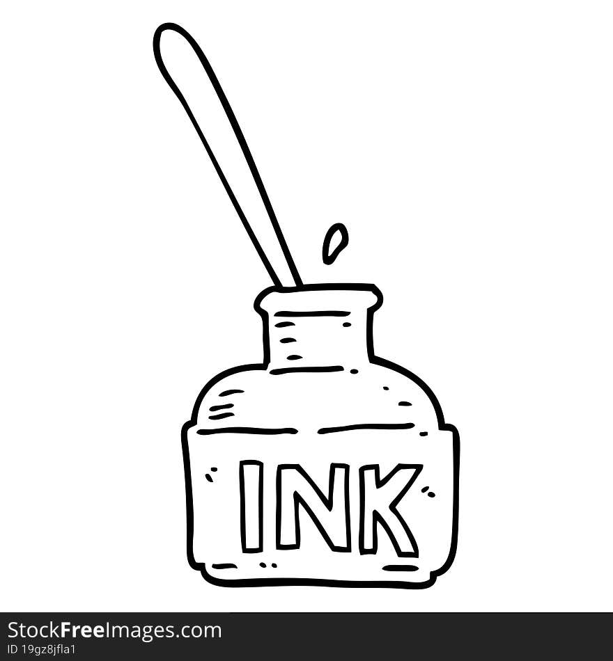 line drawing cartoon ink bottle