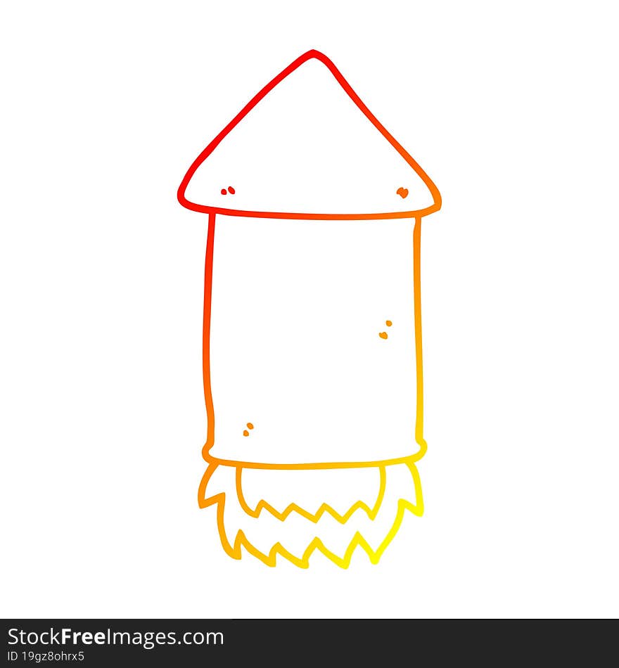 warm gradient line drawing cartoon rocket