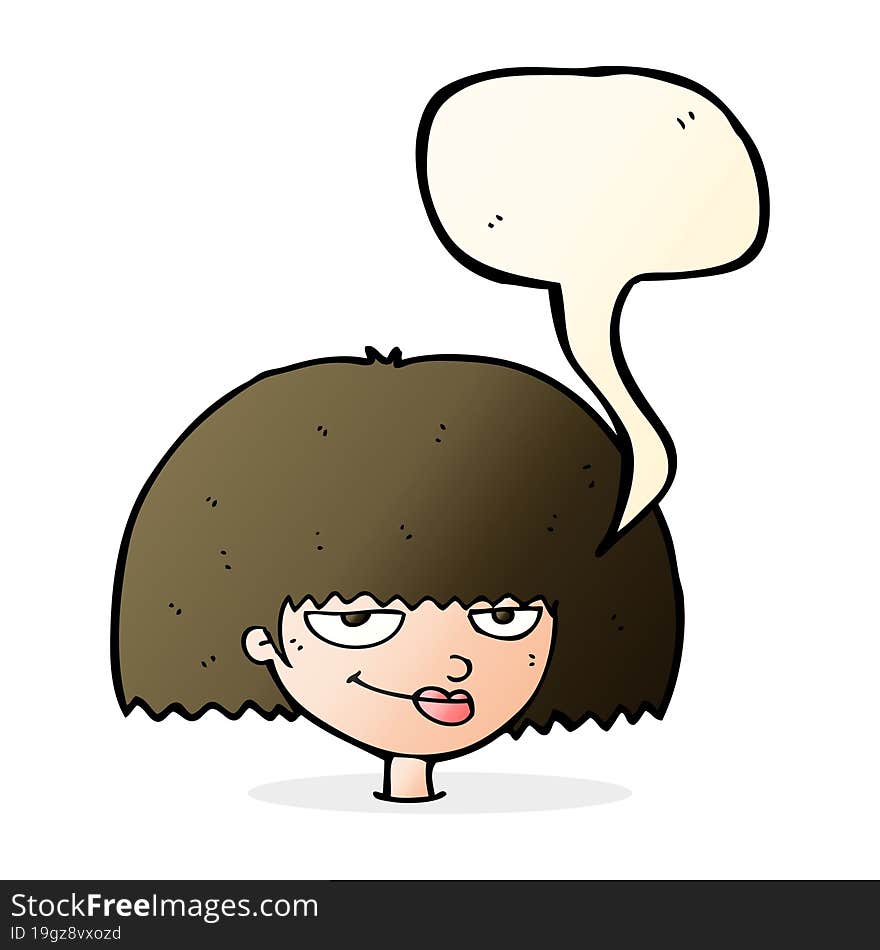 Cartoon Mean Female Face With Speech Bubble