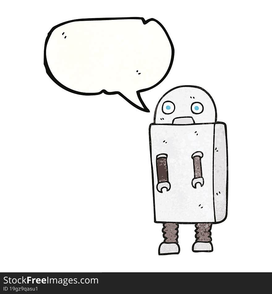 speech bubble textured cartoon robot