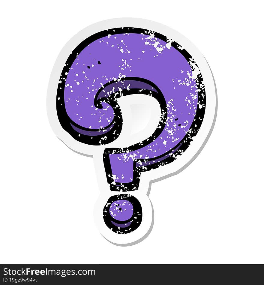 distressed sticker of a cartoon question mark