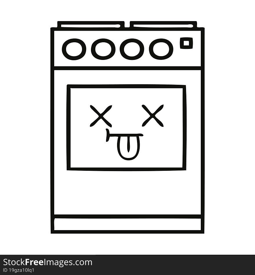 line drawing cartoon kitchen oven