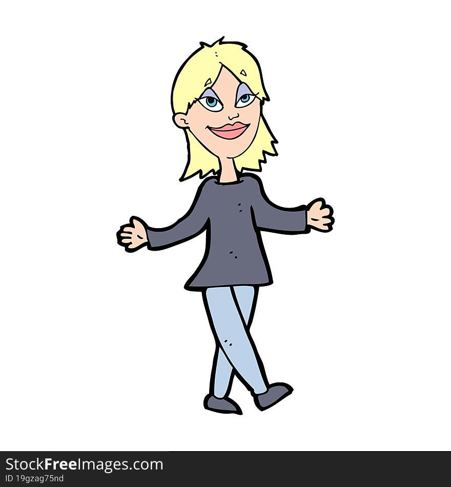 cartoon woman with no worries