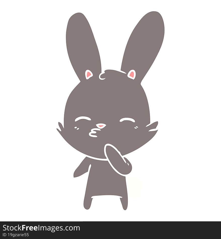 curious bunny flat color style cartoon