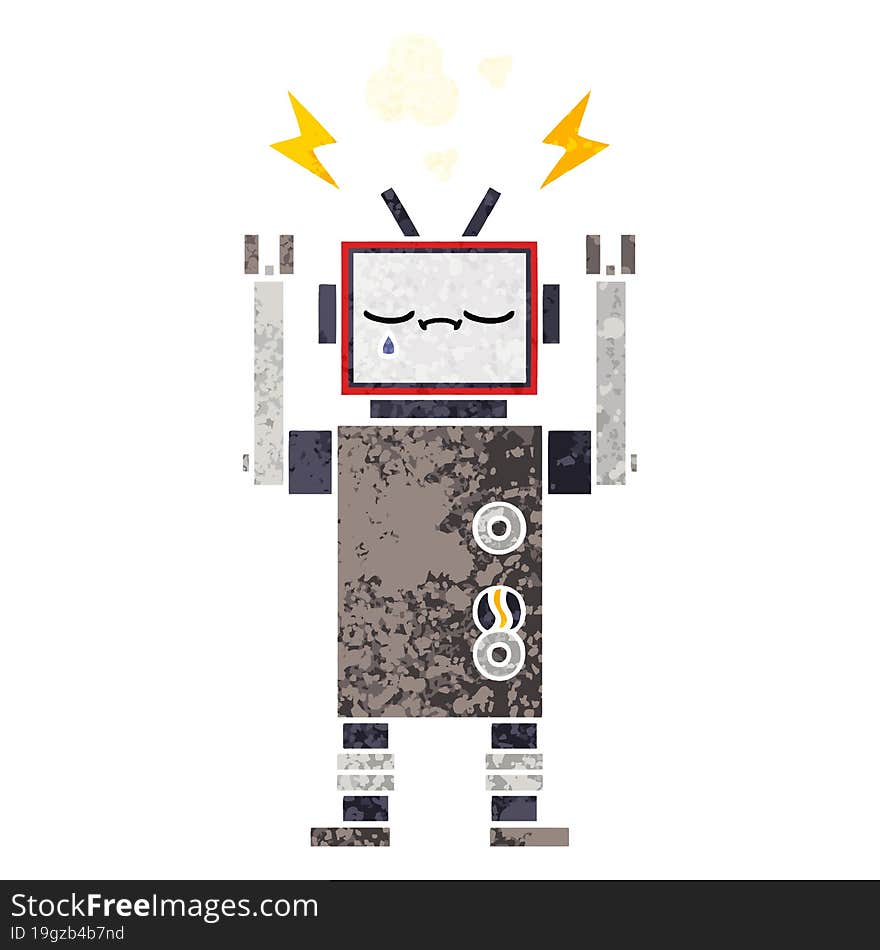 Retro Illustration Style Cartoon Robot