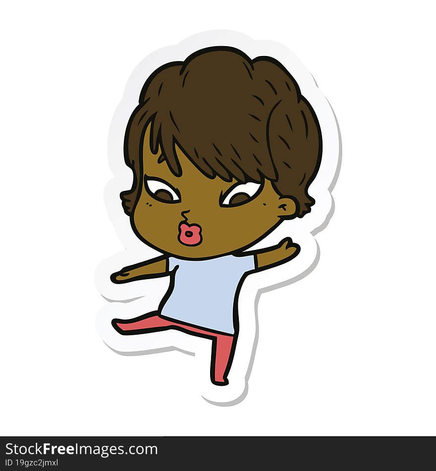 sticker of a cartoon woman