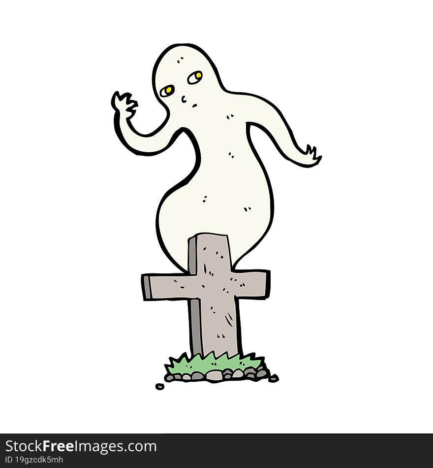 Cartoon Ghost Rising From Grave