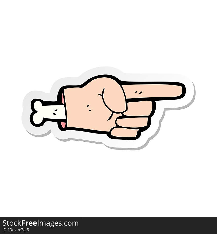 sticker of a cartoon pointing hand symbol