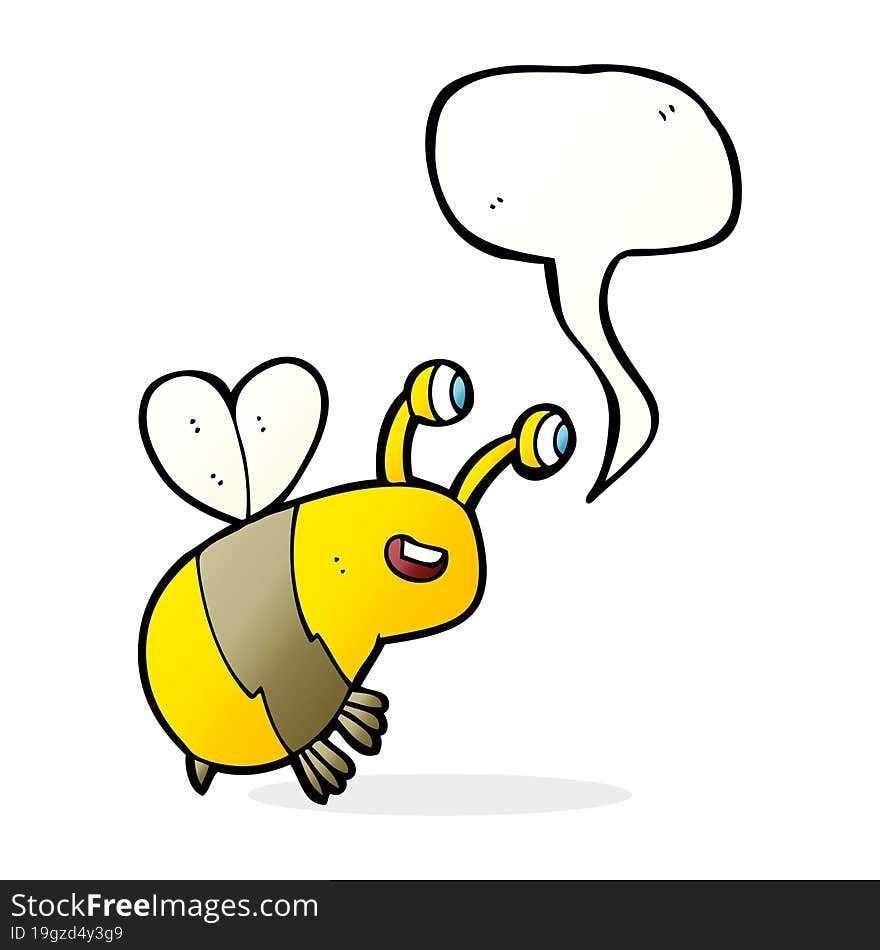 cartoon happy bee with speech bubble