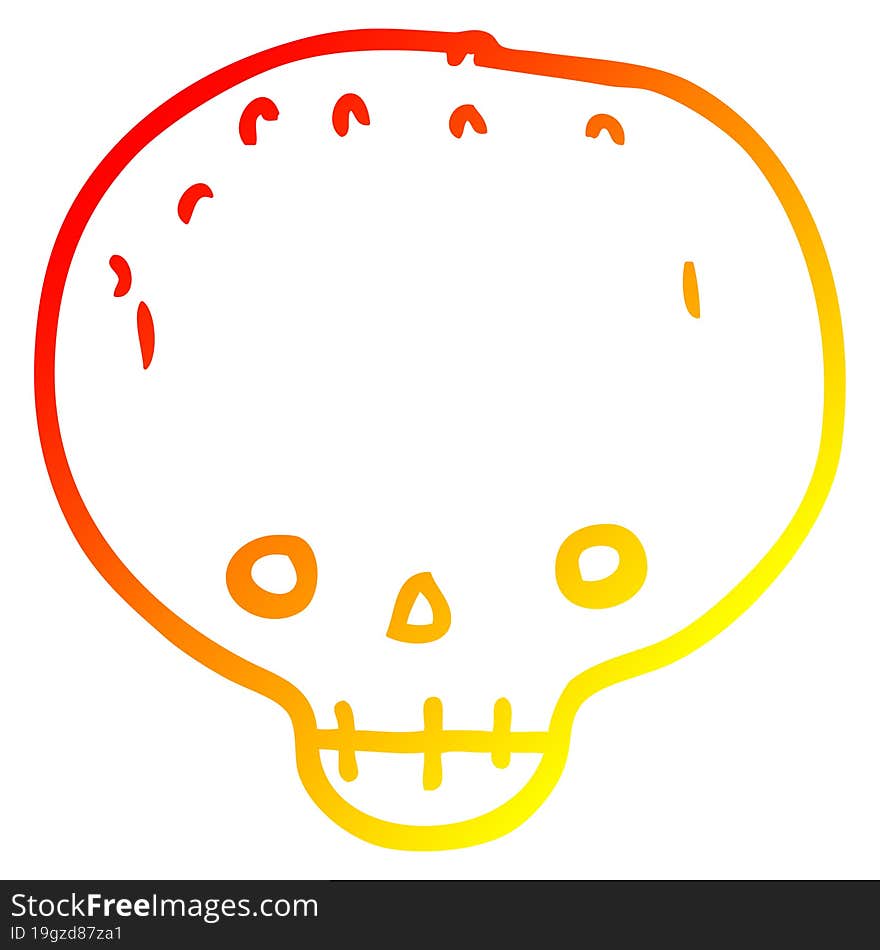warm gradient line drawing cartoon skull