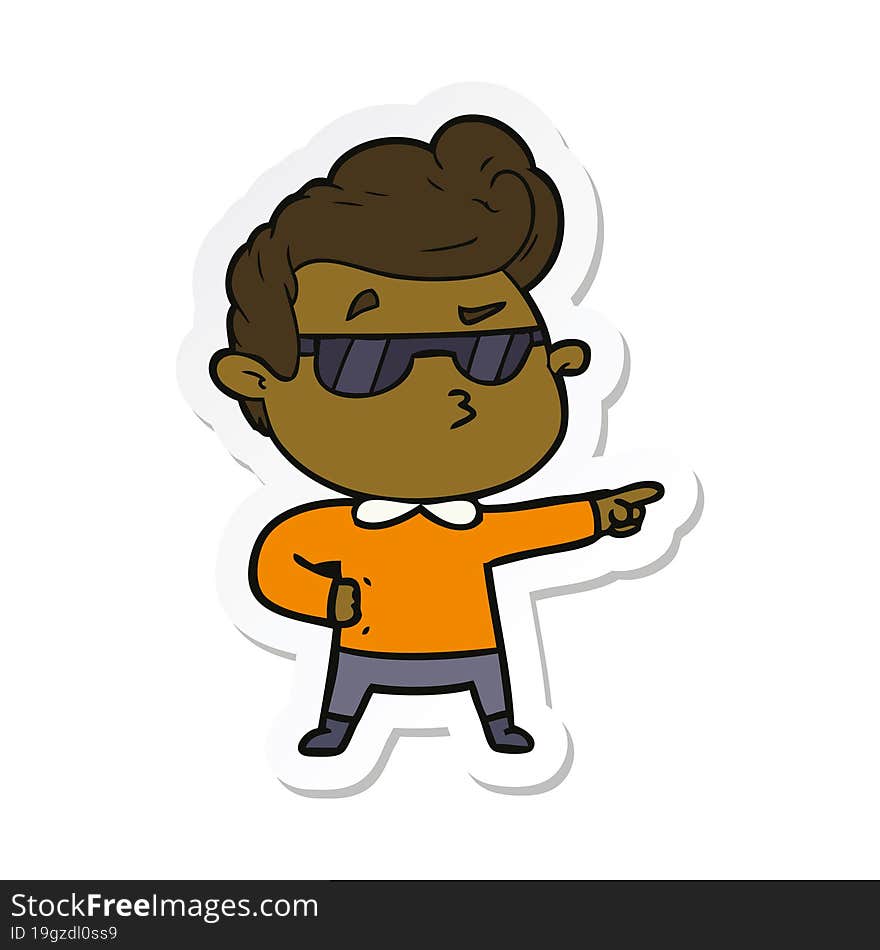 sticker of a cartoon cool guy