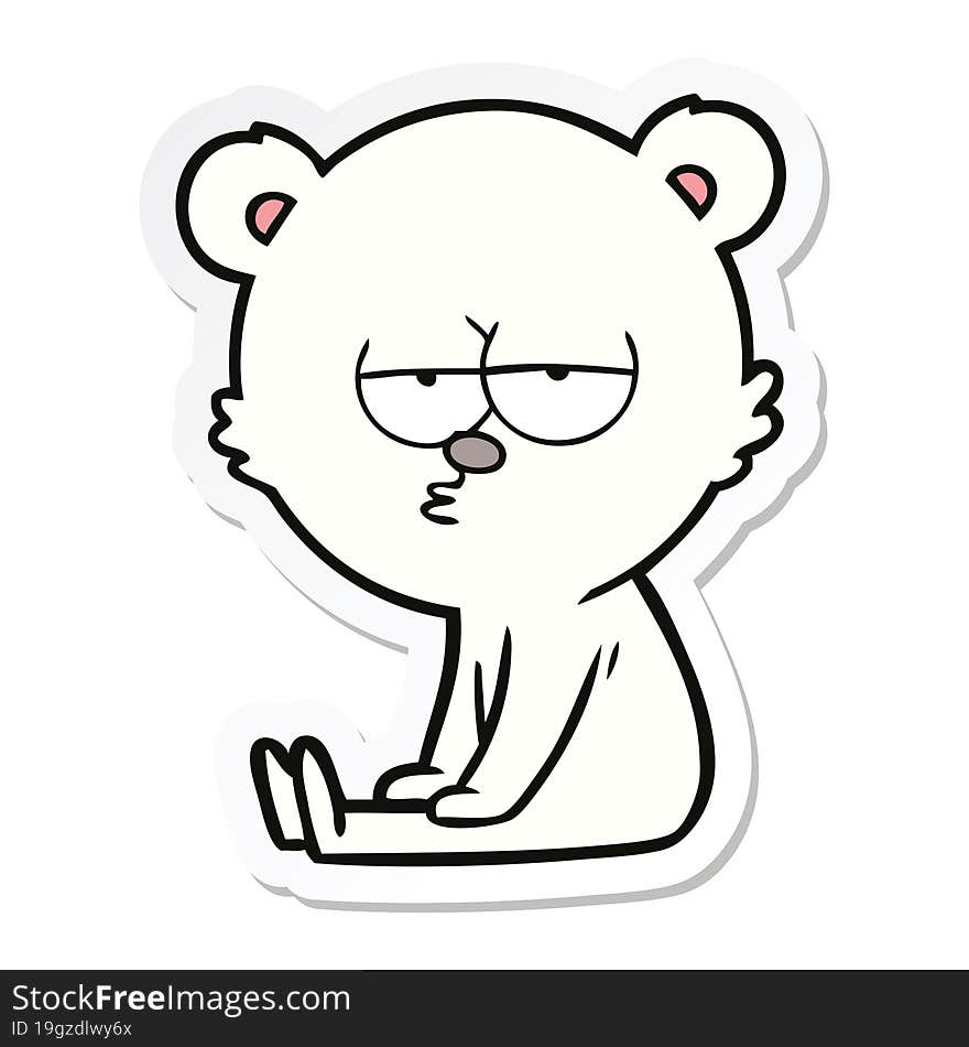 sticker of a bored polar bear cartoon sitting