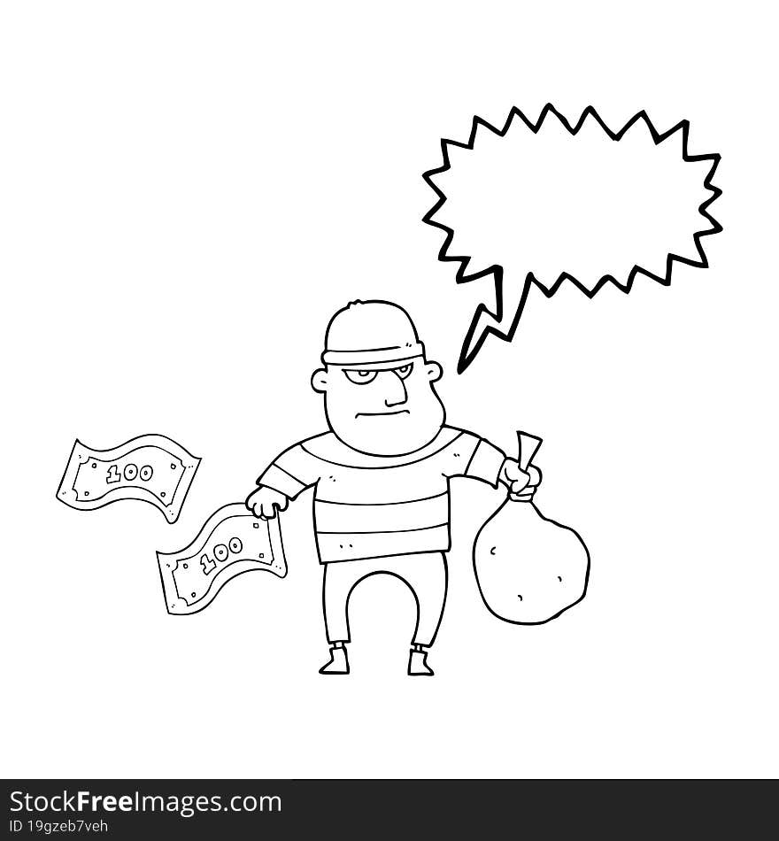 speech bubble cartoon bank robber