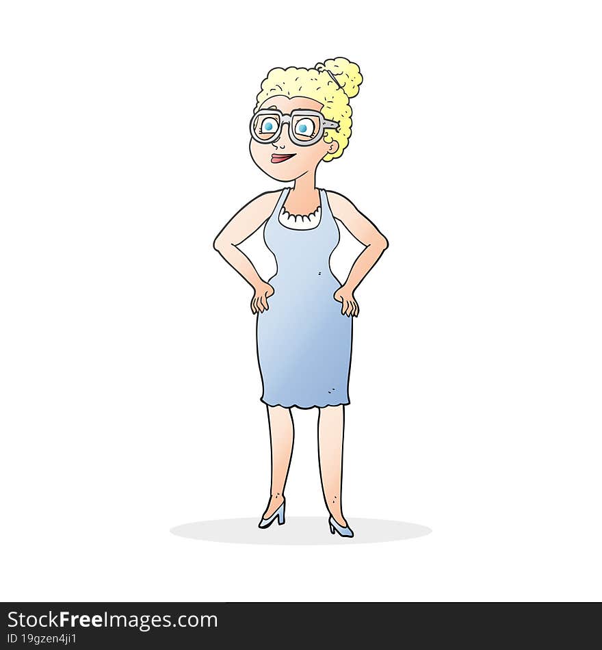 cartoon woman wearing glasses