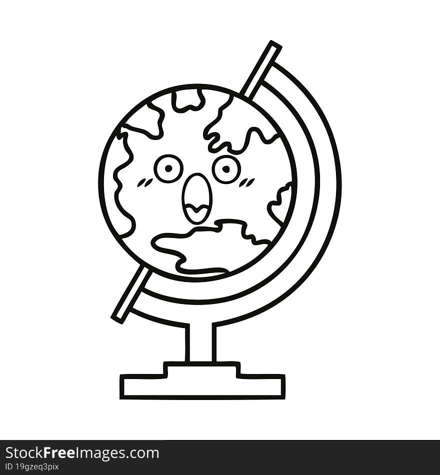 Line Drawing Cartoon Globe Of The World