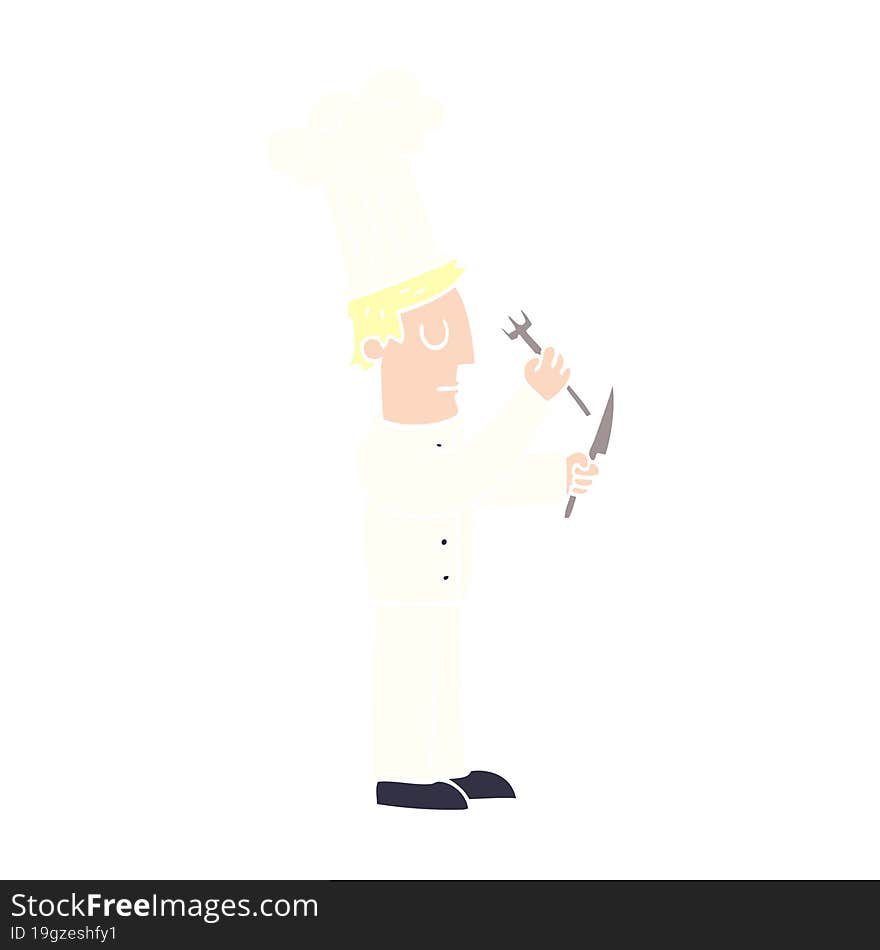 cartoon doodle chef with knife and fork