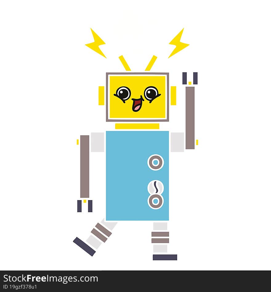 Flat Color Retro Cartoon Robot