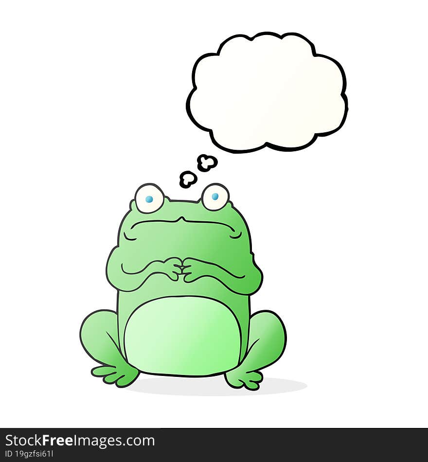 freehand drawn thought bubble cartoon nervous frog