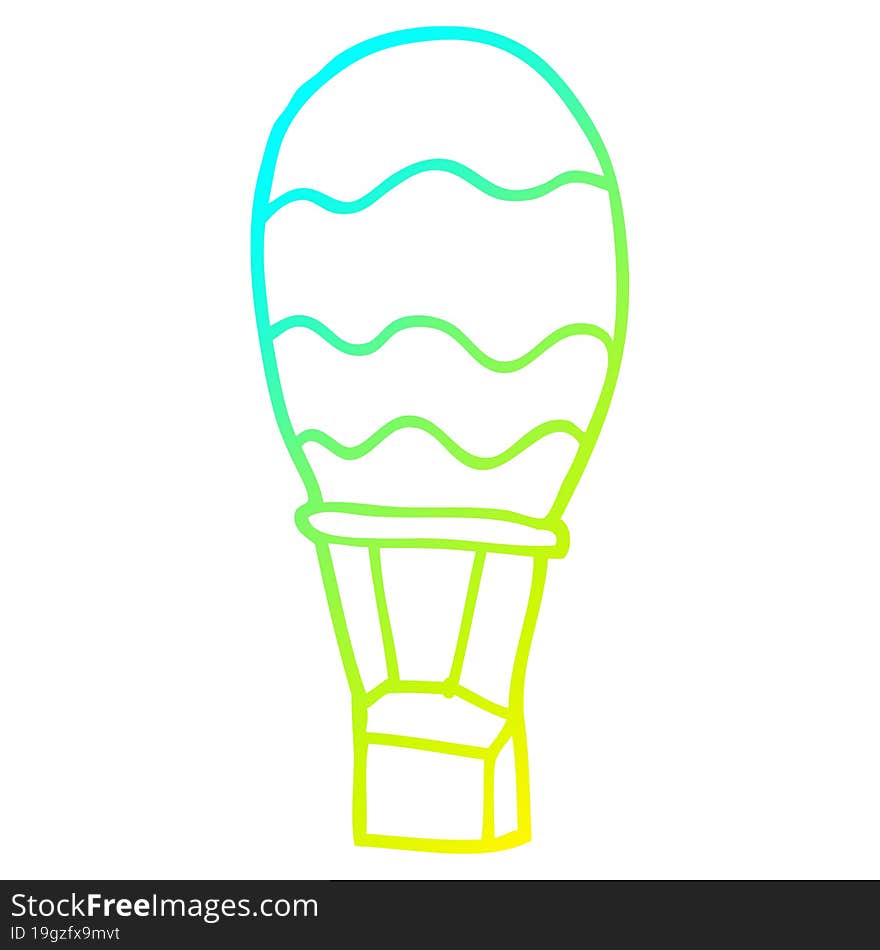 cold gradient line drawing cartoon hot air balloon