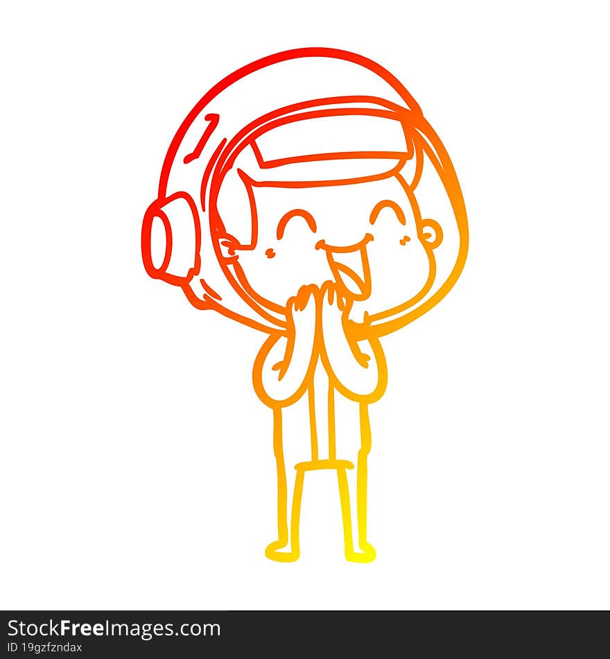 Warm Gradient Line Drawing Happy Cartoon Astronaut