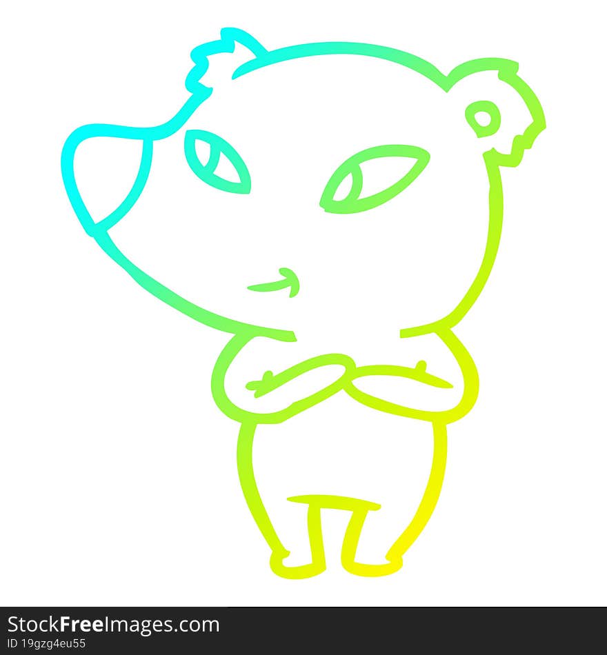 Cold Gradient Line Drawing Cute Cartoon Bear