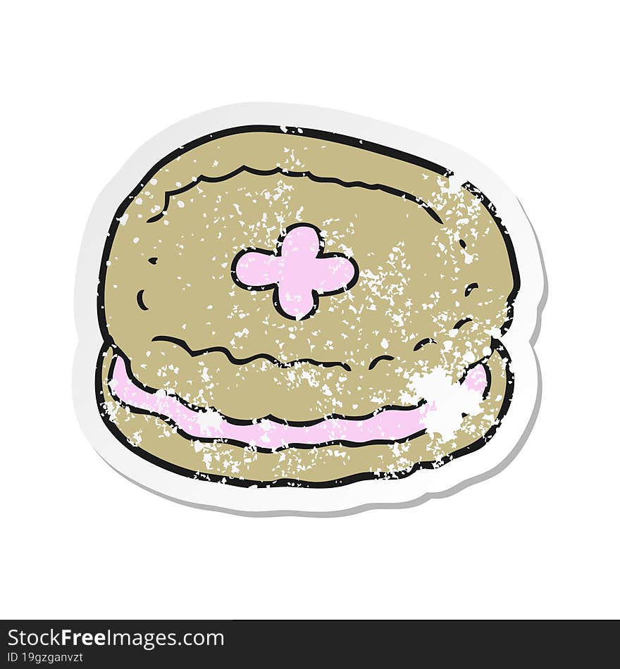 retro distressed sticker of a cartoon biscuit