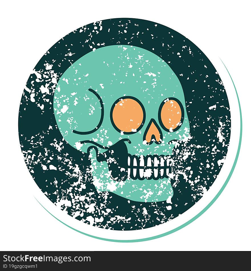 distressed sticker tattoo style icon of a skull