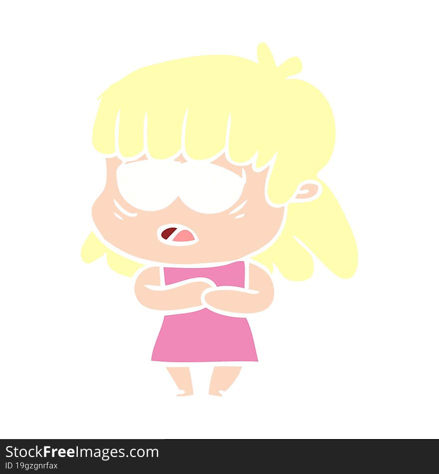 flat color style cartoon tired woman