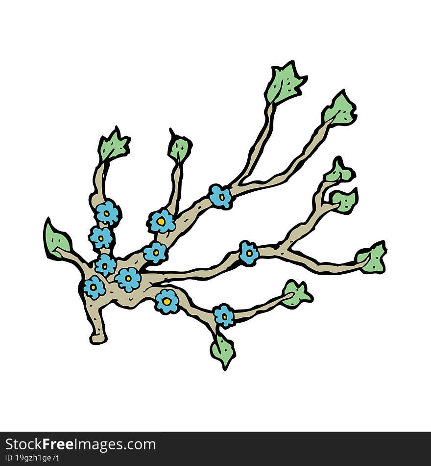 cartoon flowering branch