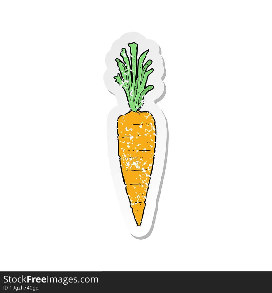 retro distressed sticker of a cartoon carrot