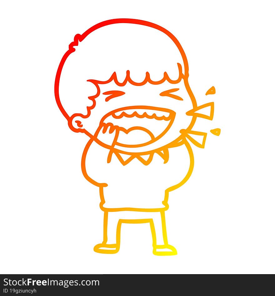 Warm Gradient Line Drawing Cartoon Laughing Man