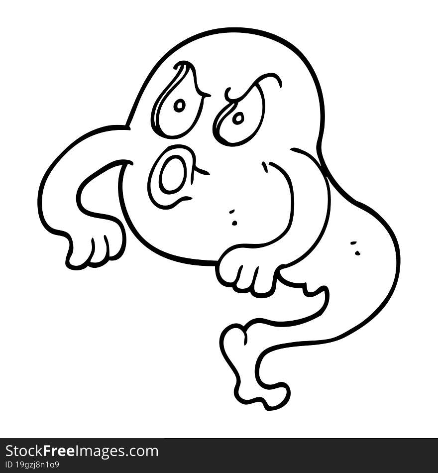 line drawing cartoon angry ghost