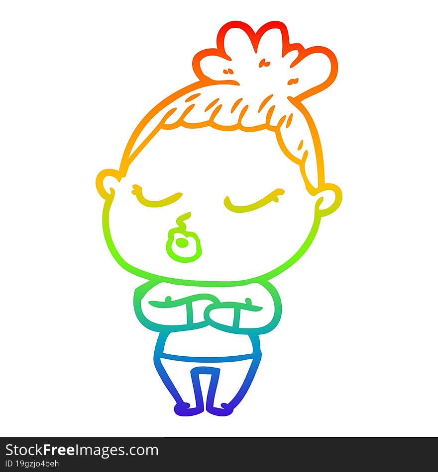 rainbow gradient line drawing cartoon calm woman