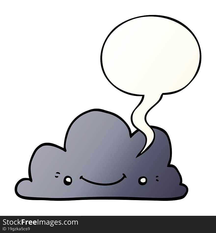 cute cartoon cloud and speech bubble in smooth gradient style