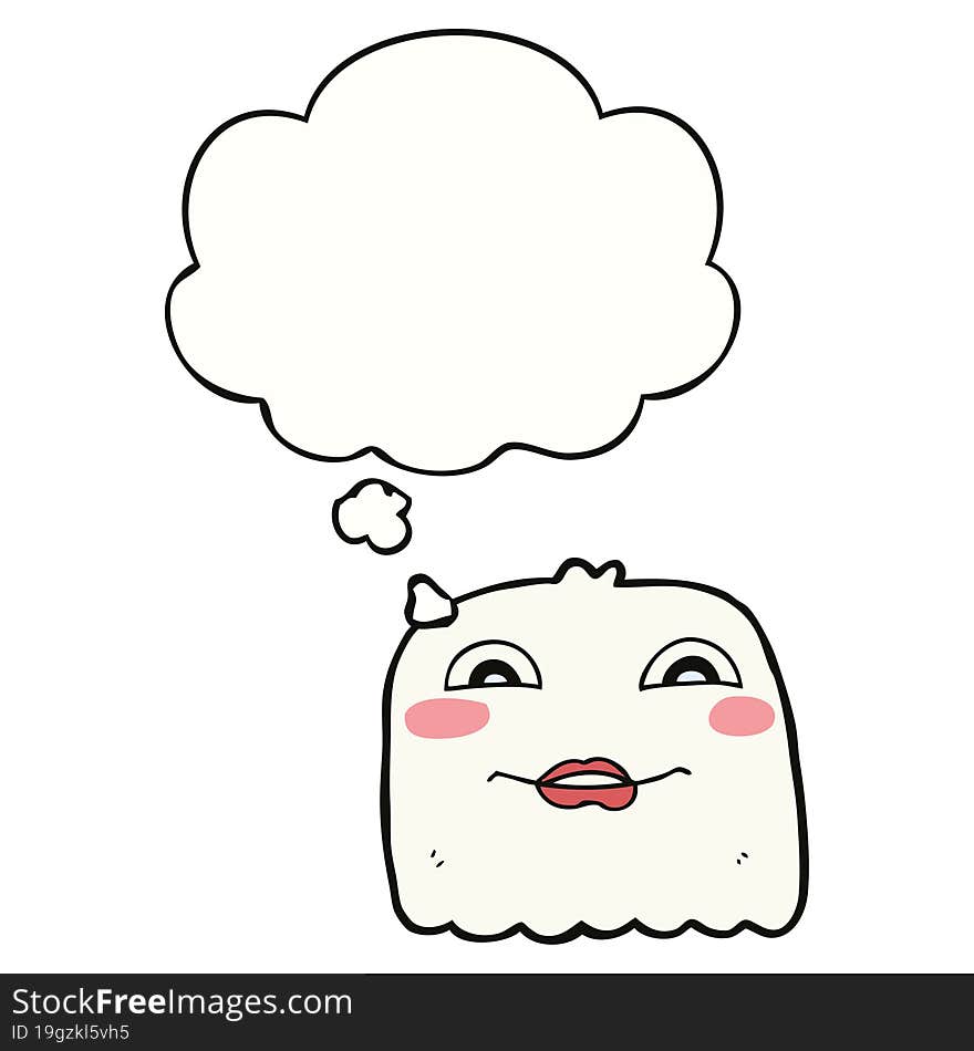 cartoon ghost with thought bubble. cartoon ghost with thought bubble