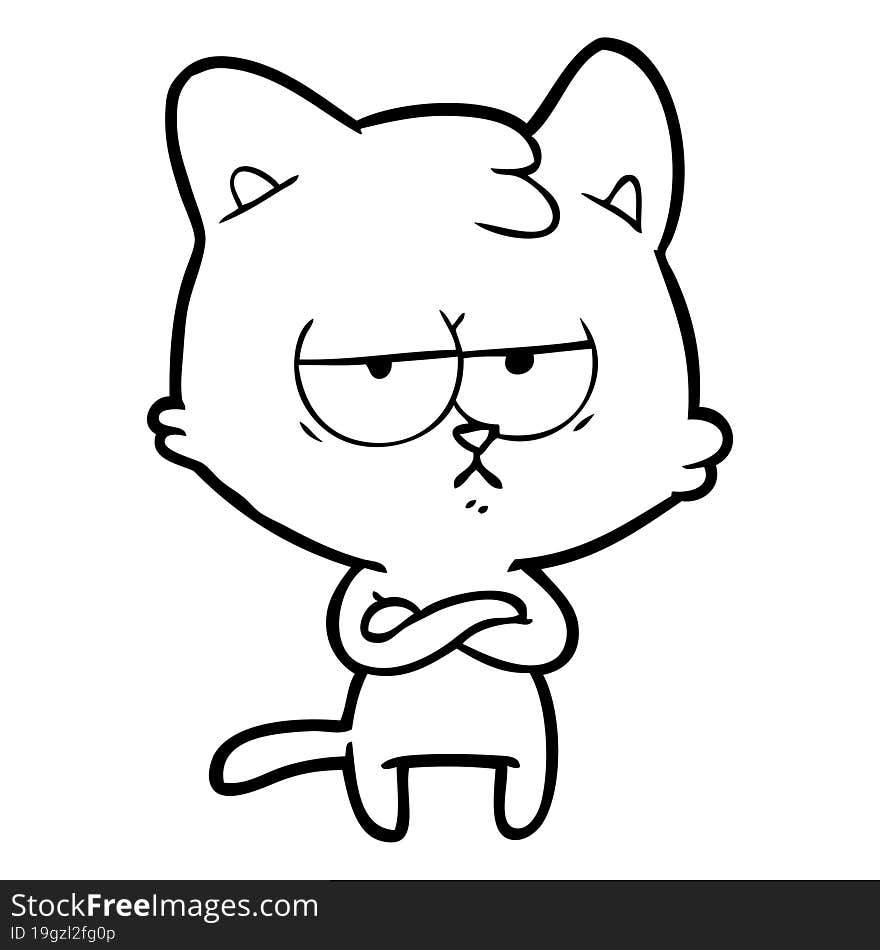 bored cartoon cat. bored cartoon cat