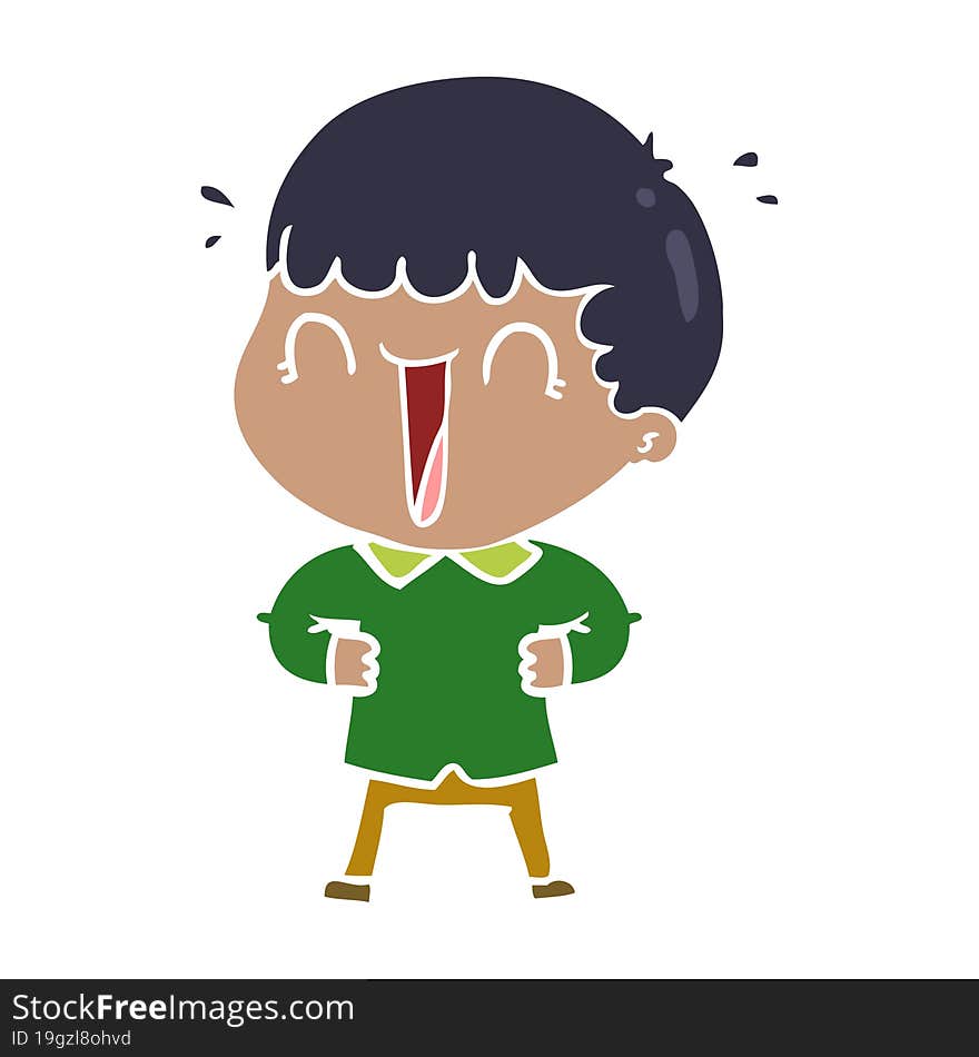 laughing flat color style cartoon man