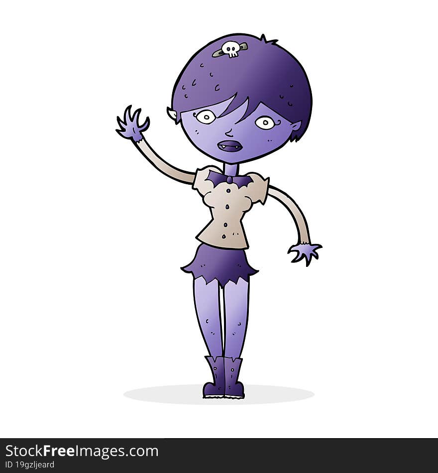 cartoon vampire girl waving