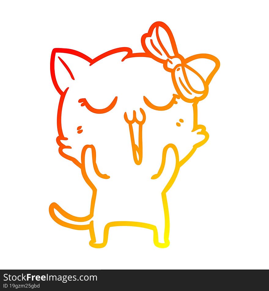 warm gradient line drawing cartoon cat