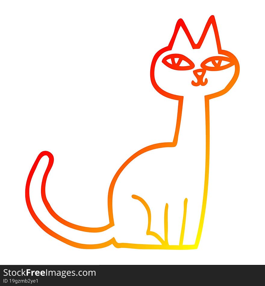 warm gradient line drawing cartoon cat