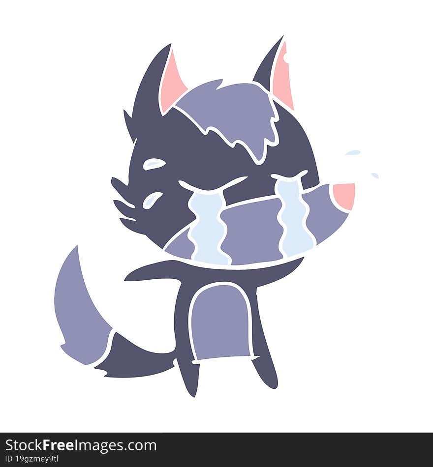 Flat Color Style Cartoon Crying Wolf