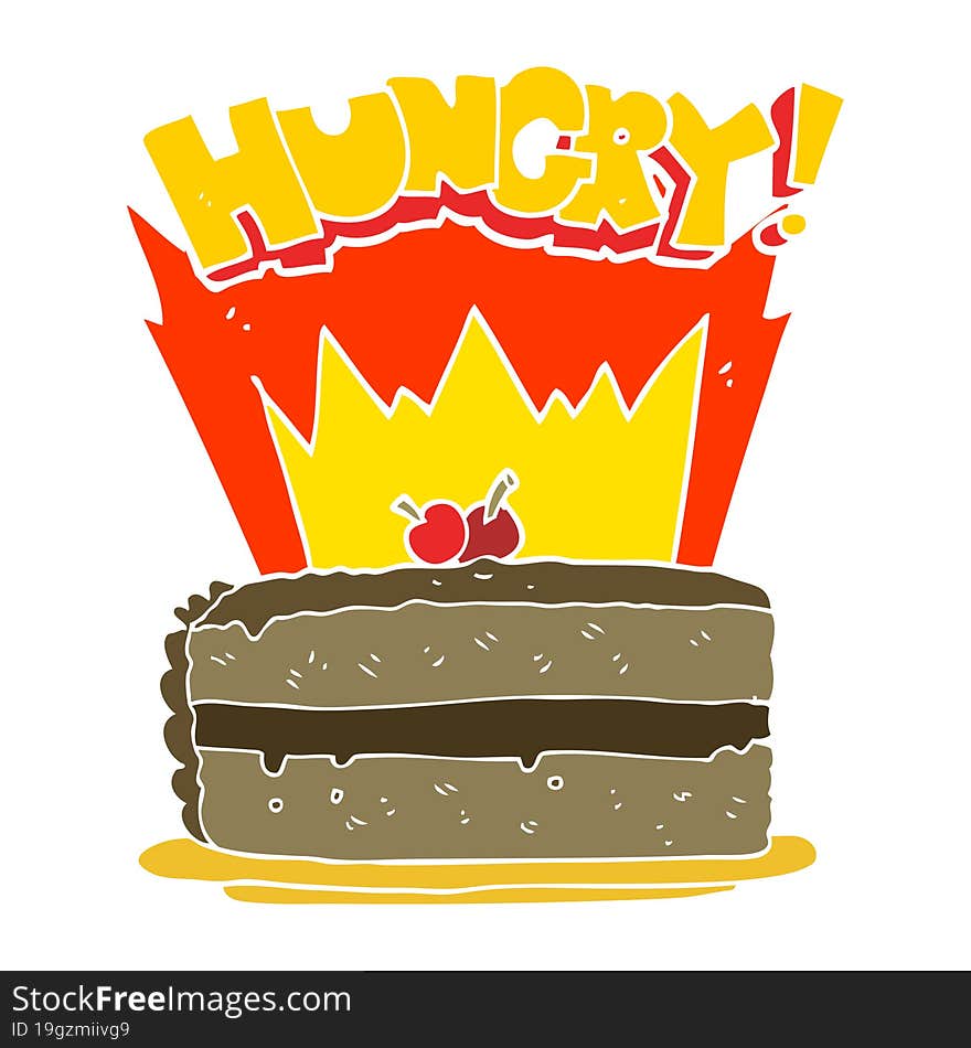 flat color illustration of a cartoon cake