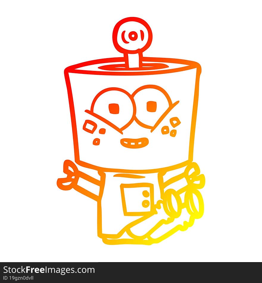 Warm Gradient Line Drawing Happy Cartoon Robot