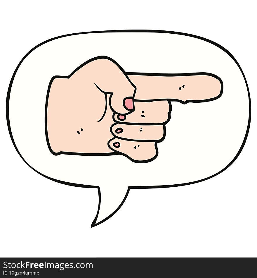 cartoon pointing hand with speech bubble. cartoon pointing hand with speech bubble