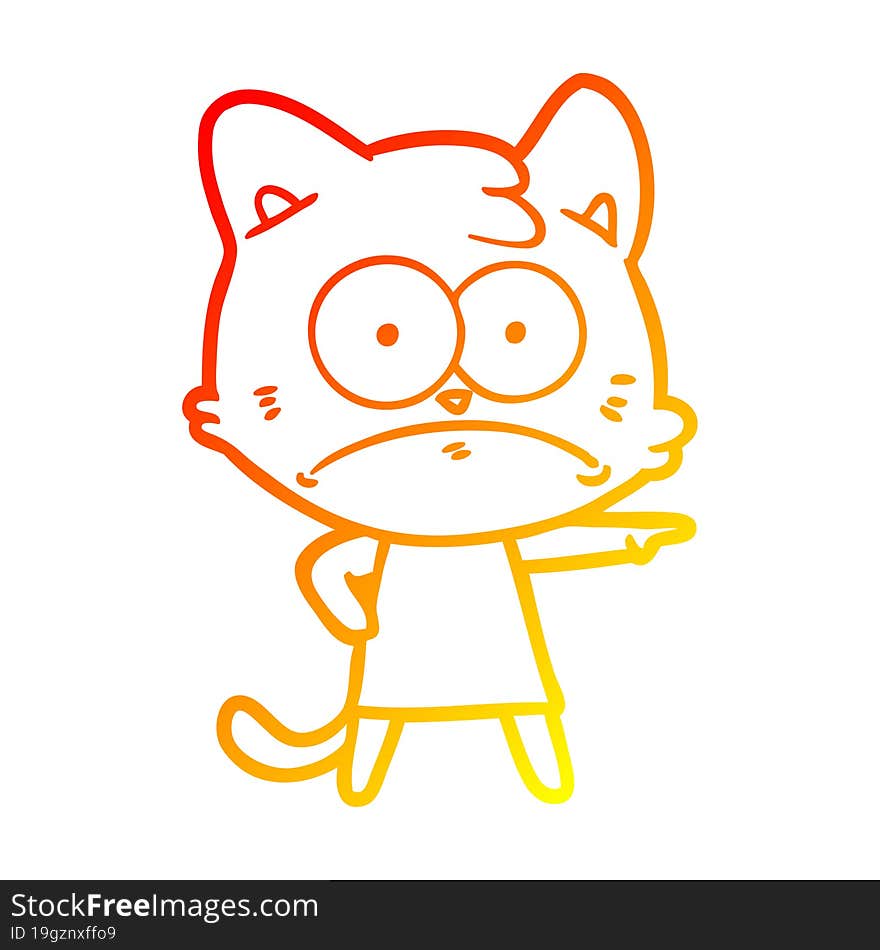 warm gradient line drawing cartoon nervous cat