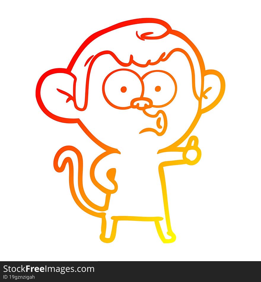 warm gradient line drawing cartoon hooting monkey